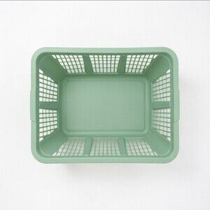Vintage Rubbermaid Sage Green Seafoam Laundry Basket with Lid Vented Storage Tot